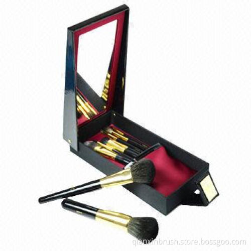 Travel Makeup Brush Set with Aluminum Ferrule